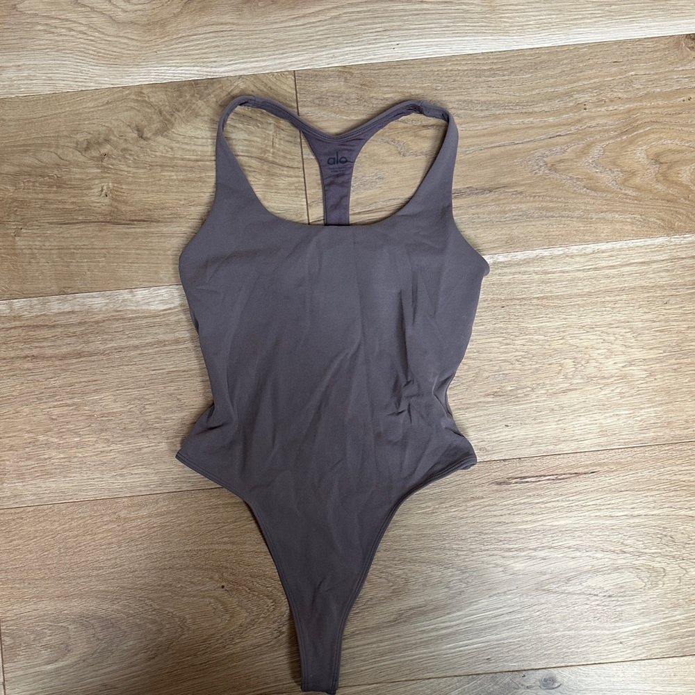 ALO Yoga Taupe sleek back bodysuit
